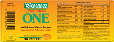 Photo of the Good 'N Natural ONE Multivitamin/Mineral Formula label