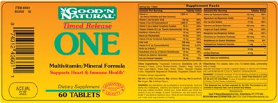Photo of the Good 'N Natural ONE Multivitamin/Mineral Formula label