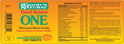 Photo of the Good 'N Natural ONE Multivitamin/Mineral Formula label