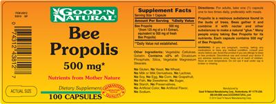 Photo of the Good 'N Natural Bee Propolis 500 mg label