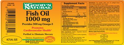 Photo of the Good 'N Natural Omega-3 Fish Oil 1000 mg label