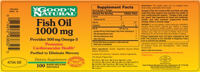 Photo of the Good 'N Natural Fish Oil 1000 mg label