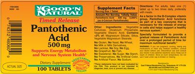 Photo of the Good 'N Natural Pantothenic Acid 500 mg label