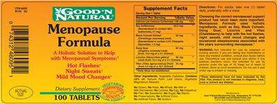 Photo of the Good 'N Natural Menopause Formula label