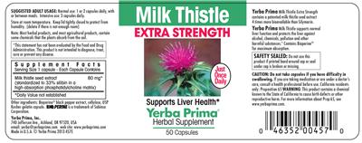 Photo of the Yerba Prima Milk Thistle Extra Strength label