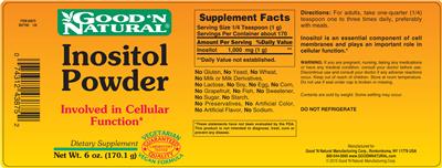Photo of the Good 'N Natural Inositol Powder label