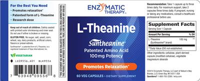 Photo of the Enzymatic Therapy L-Theanine label