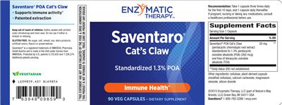 Photo of the Enzymatic Therapy Saventaro label