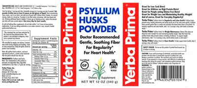 Photo of the Yerba Prima Psyllium Husks Powder label