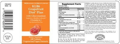 Photo of the Good 'N Natural KLB6 Grapefruit Diet Plan label