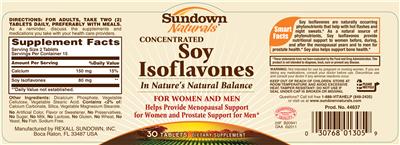 Photo of the Sundown Naturals Concentrated Soy Isoflavones label