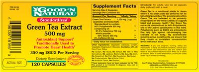 Photo of the Good 'N Natural Standardized Green Tea Extract 500 mg label