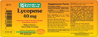 Photo of the Good 'N Natural Lycopene 40 mg label