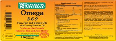 Photo of the Good 'N Natural Omega 3-6-9 Flax, Fish And Borage Oils With Evening Primrose Oil label