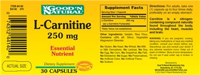 Photo of the Good 'N Natural L-Carnitine 250 mg label