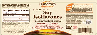 Photo of the Sundown Naturals Concentrated Soy Isoflavones label
