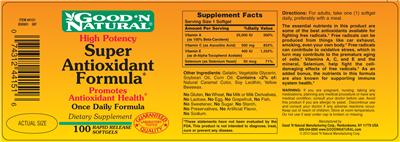 Photo of the Good 'N Natural Super Antioxidant Formula label