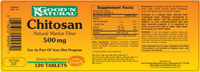 Photo of the Good 'N Natural Chitosan Natural Marine Fiber 500 mg label