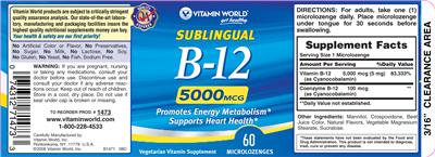 Sublingual B-12 5000 mcg