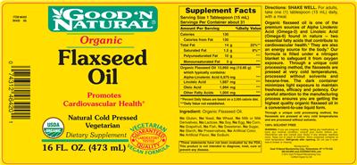 Photo of the Good 'N Natural Flaxseed Oil label