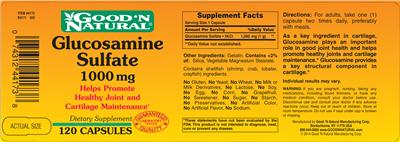 Photo of the Good 'N Natural Glucosamine Sulfate 1000 mg label