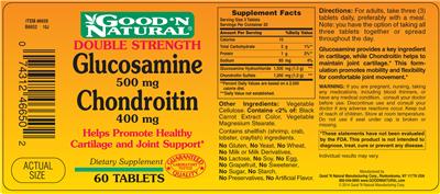 Photo of the Good 'N Natural Double Strength Glucosamine 500 mg Chondroitin 400 mg label