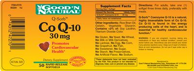 Photo of the Good 'N Natural Co Q-10 30 mg label
