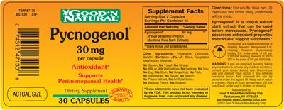 Photo of the Good 'N Natural Pycnogenol 30 mg label