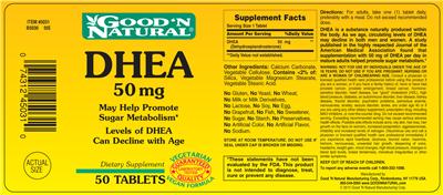 Photo of the Good 'N Natural DHEA 50 mg label