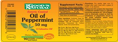 Photo of the Good 'N Natural Oil Of Peppermint 50 mg label
