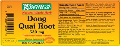 Photo of the Good 'N Natural Dong Quai Root 530 mg label