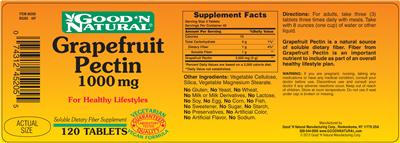 Photo of the Good 'N Natural Grapefruit Pectin 1000 mg label