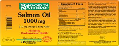 Photo of the Good 'N Natural Salmon Oil 1000 mg label