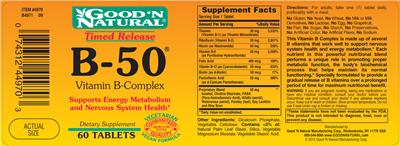 Photo of the Good 'N Natural B-50 Vitamin B-Complex label