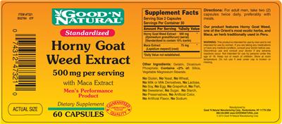 Photo of the Good 'N Natural Horny Goat Weed Extract label