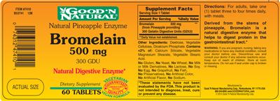 Photo of the Good 'N Natural Bromelain 500 mg label