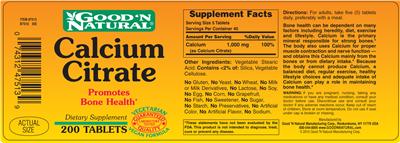 Photo of the Good 'N Natural Calcium Citrate label