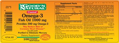 Photo of the Good 'N Natural Coated Omega-3 Fish Oil 1000 mg label