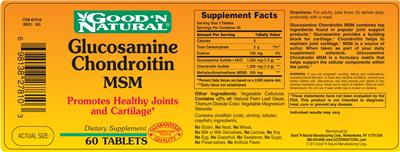 Photo of the Good 'N Natural Glucosamine Chondroitin MSM label