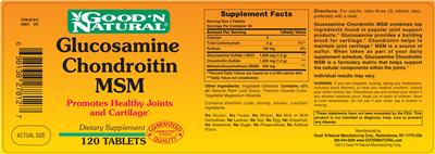 Photo of the Good 'N Natural Glucosamine Chondroitin MSM label