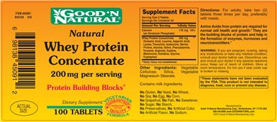 Photo of the Good 'N Natural Natural Whey Protein Concentrate label