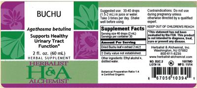 Photo of the Herbalist & Alchemist Buchu label