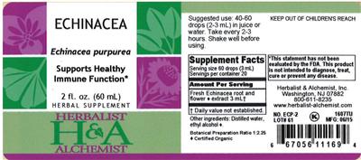 Photo of the Herbalist & Alchemist Echinacea label