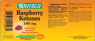 Photo of the Good 'N Natural Raspberry Ketones 100 mg label