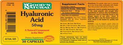 Photo of the Good 'N Natural Hyaluronic Acid 50 mg label