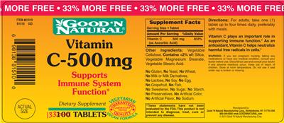 Photo of the Good 'N Natural Vitamin C-500 mg label