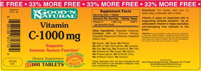 Photo of the Good 'N Natural Vitamin C-1000 mg label
