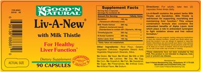 Photo of the Good 'N Natural Liv-A-New With Milk Thistle label