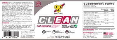 Product label for Clean Fat Burner