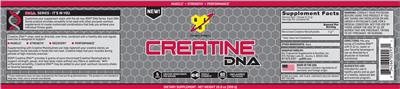 Product label for Creatine DNA Unflavored
